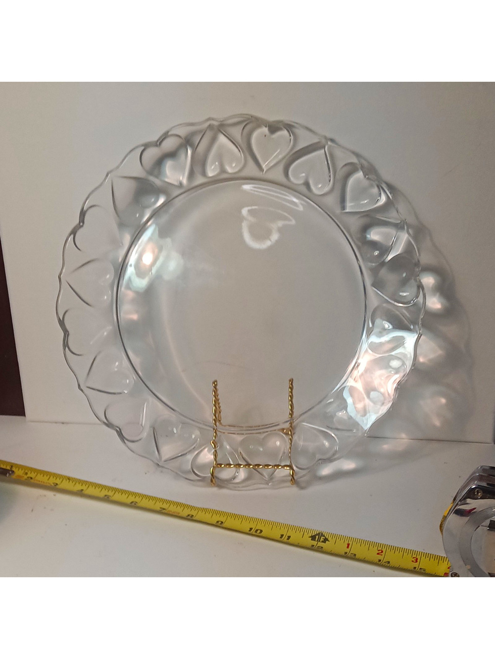 Tiffany & Co Hearts Clear Crystal 12" Serving Platter Chop Plate Authentic
